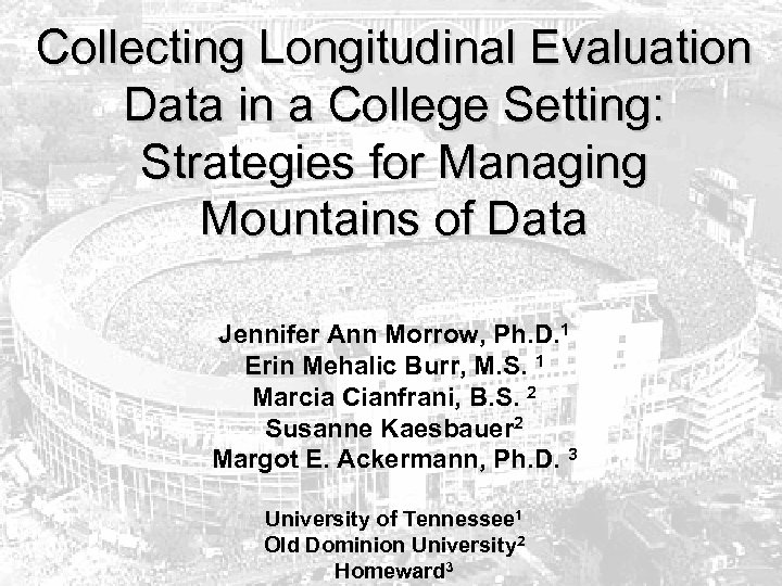 Collecting Longitudinal Evaluation Data in a College Setting: Strategies for Managing Mountains of Data