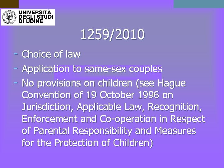 1259/2010 - Choice of law - Application to same-sex couples - No provisions on