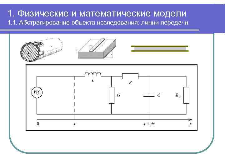 1. Физические и математические модели 1. 1. Абстрагирование объекта исследования: линии передачи 