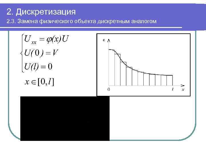 2. Дискретизация 2. 3. Замена физического объекта дискретным аналогом 