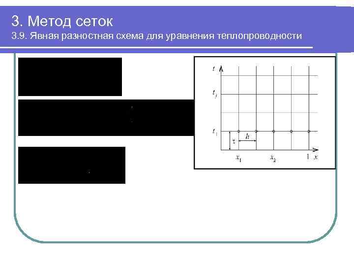 3. Метод сеток 3. 9. Явная разностная схема для уравнения теплопроводности 