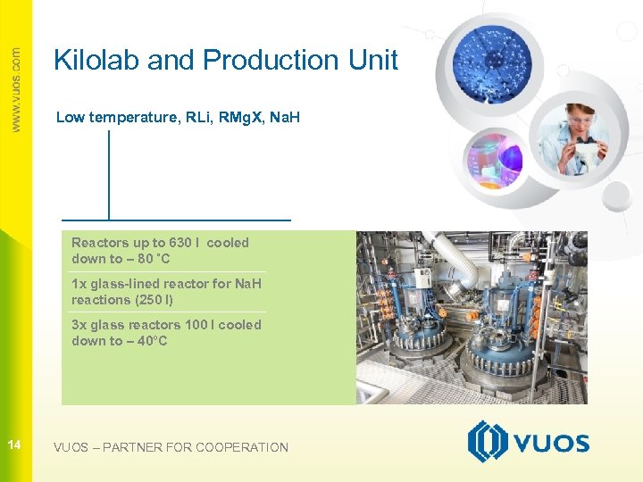 Kilolab and Production Unit Low temperature, RLi, RMg. X, Na. H Reactors up to