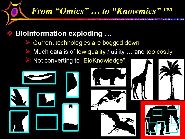 From “Omics” … to “Knowmics” ™ v Bio. Information exploding … Ø Current technologies