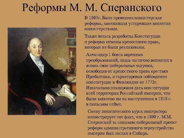 Реформы сперанского кратко