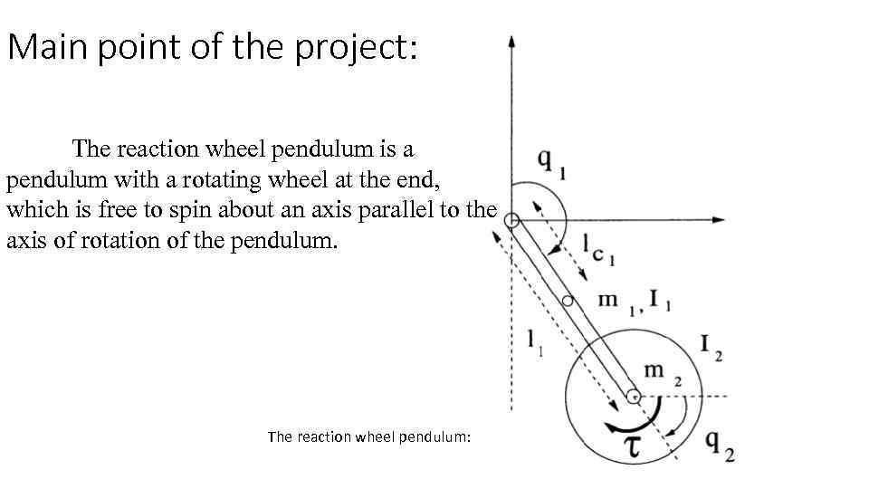 Main point of the project: The reaction wheel pendulum is a pendulum with a