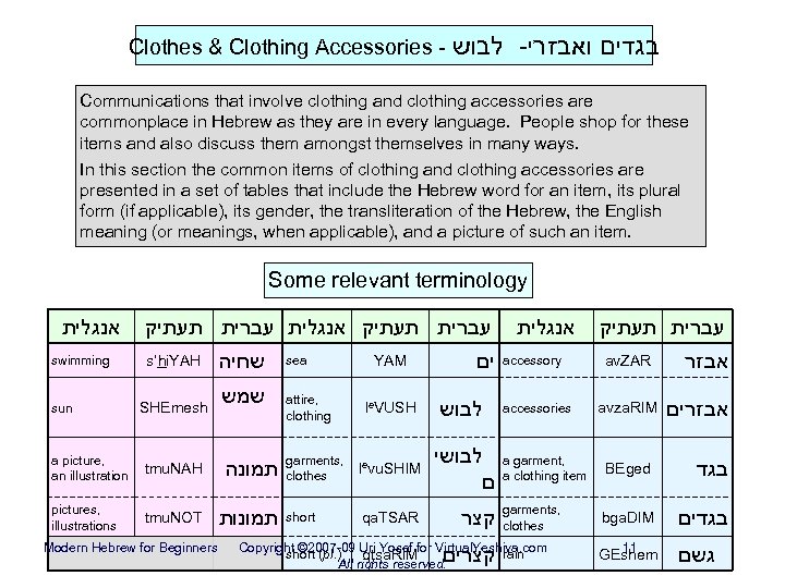 Clothes & Clothing Accessories - לבוש - בגדים ואבזרי Communications that involve clothing and