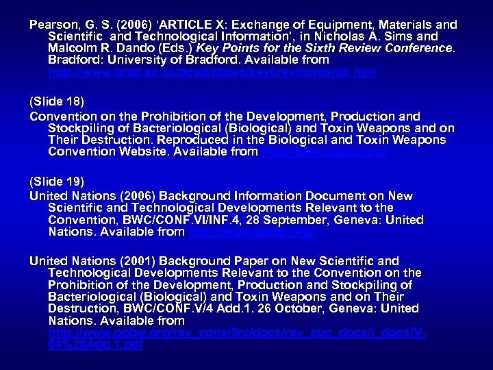 Pearson, G. S. (2006) ‘ARTICLE X: Exchange of Equipment, Materials and Scientific and Technological