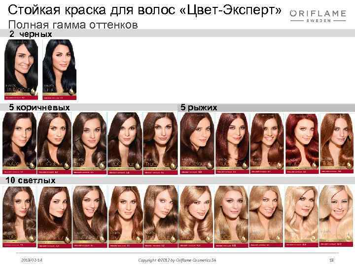 Стойкая краска для волос «Цвет-Эксперт» Полная гамма оттенков 2 черных 5 коричневых 5 рыжих