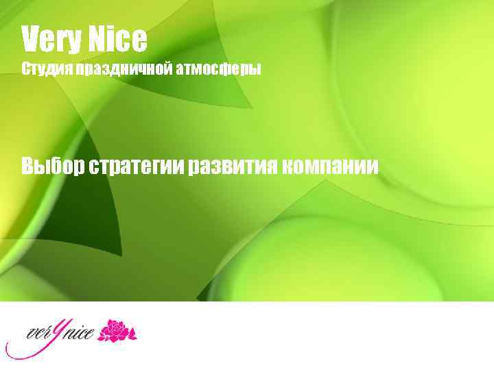 Very Nice Студия праздничной атмосферы Выбор стратегии развития компании 
