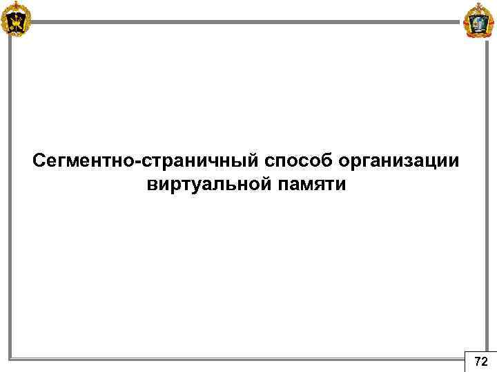Сегментно-страничный способ организации виртуальной памяти 72 