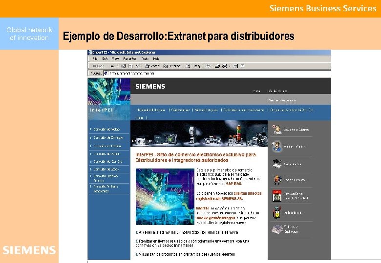 Global network of innovation Ejemplo de Desarrollo: Extranet para distribuidores 