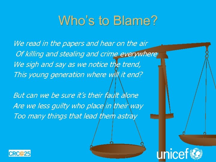 Who’s to Blame? We read in the papers and hear on the air Of