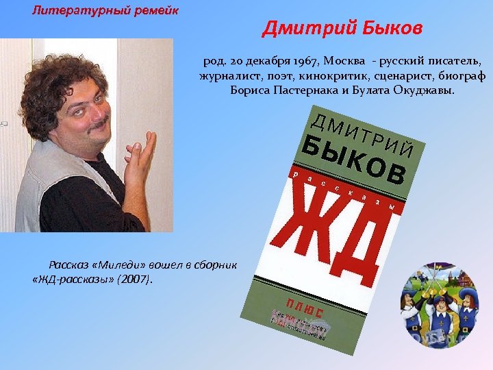 Литературный ремейк Дмитрий Быков род. 20 декабря 1967, Москва - русский писатель, журналист, поэт,