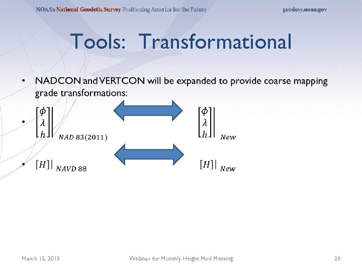 Tools: Transformational • March 12, 2015 Webinar for Monthly Height Mod Meeting 26 