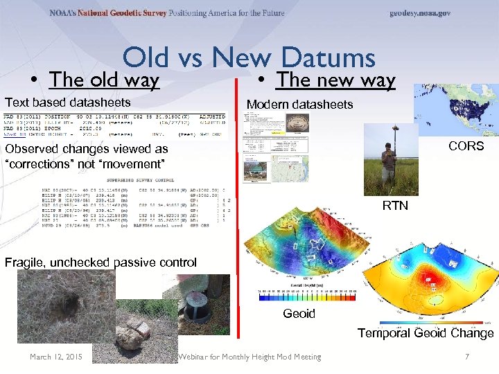 Old vs New Datums • The old way • The new way Text based