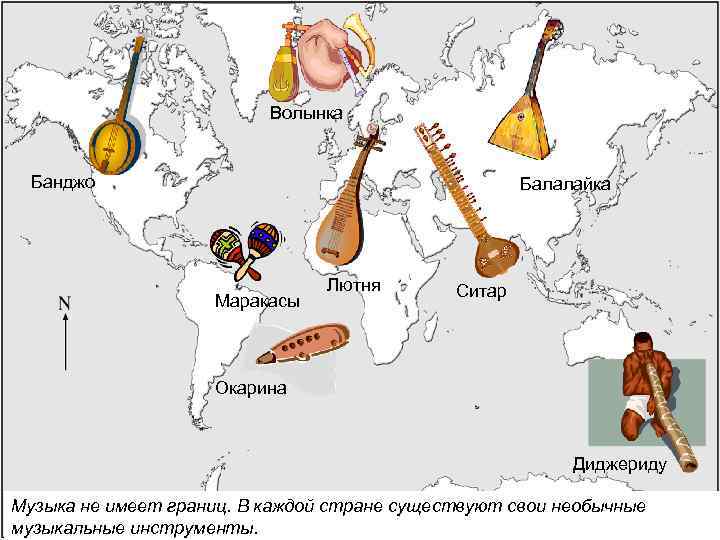 Волынка Банджо Балалайка Маракасы Лютня Ситар Окарина Диджериду Музыка не имеет границ. В каждой