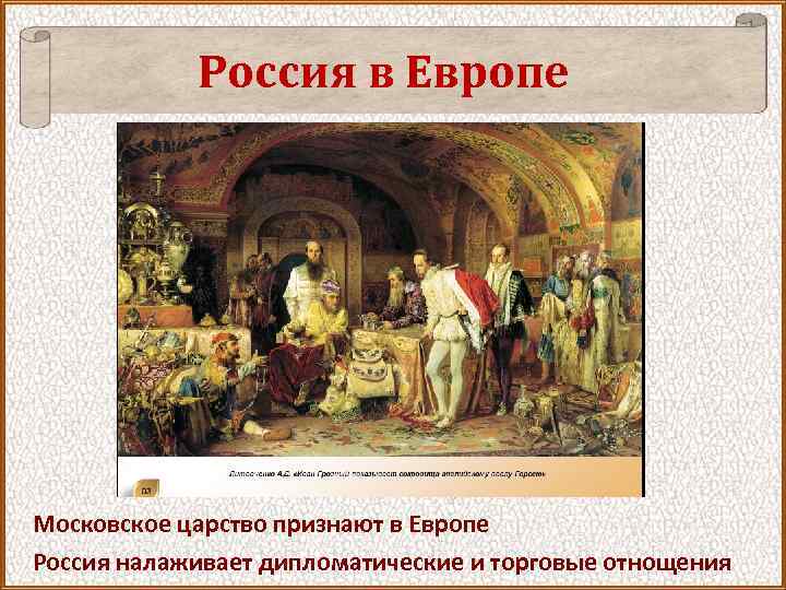Россия в Европе Московское царство признают в Европе Россия налаживает дипломатические и торговые отнощения