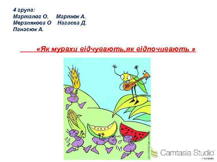 4 група: Марталог О. Мартюк А. Мерзлякова О Нагаєва Д. Панасюк А. «Як мурахи