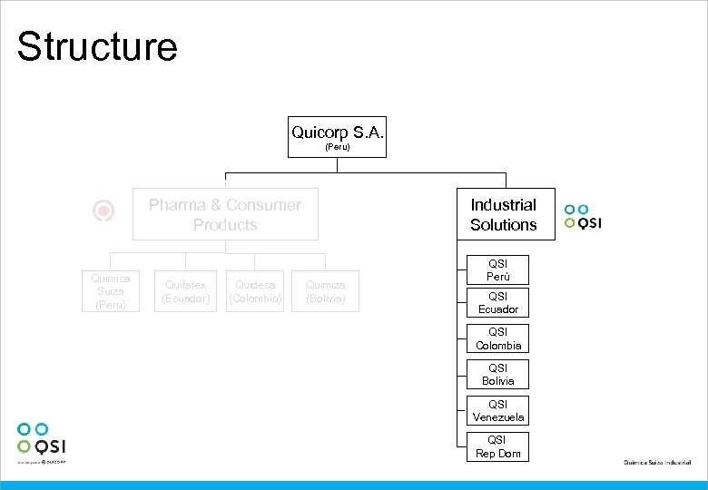 Structure Quicorp S. A. (Peru) Pharma & Consumer Products Quimica Suiza (Peru) Quifatex (Ecuador)