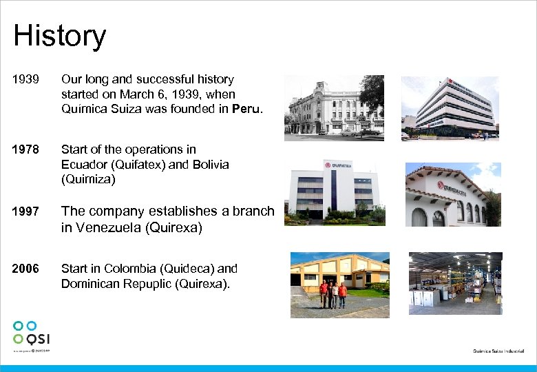 History 1939 Our long and successful history started on March 6, 1939, when Química
