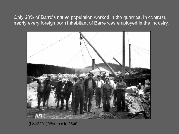 Only 28% of Barre’s native population worked in the quarries. In contrast, nearly every