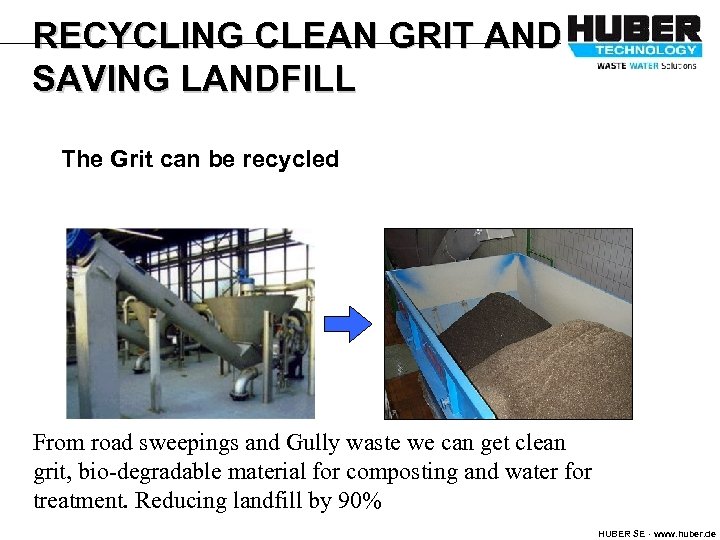 RECYCLING CLEAN GRIT AND SAVING LANDFILL The Grit can be recycled From road sweepings
