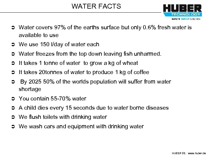 WATER FACTS Ü Water covers 97% of the earths surface but only 0. 6%