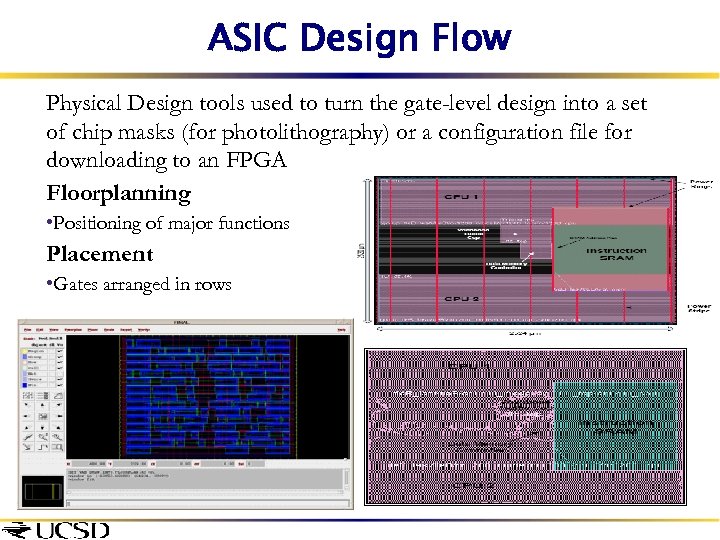 ASIC Design Flow Physical Design tools used to turn the gate-level design into a