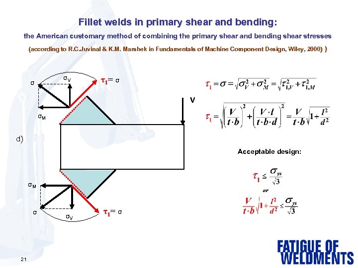 Fillet welds in primary shear and bending: the American customary method of combining the