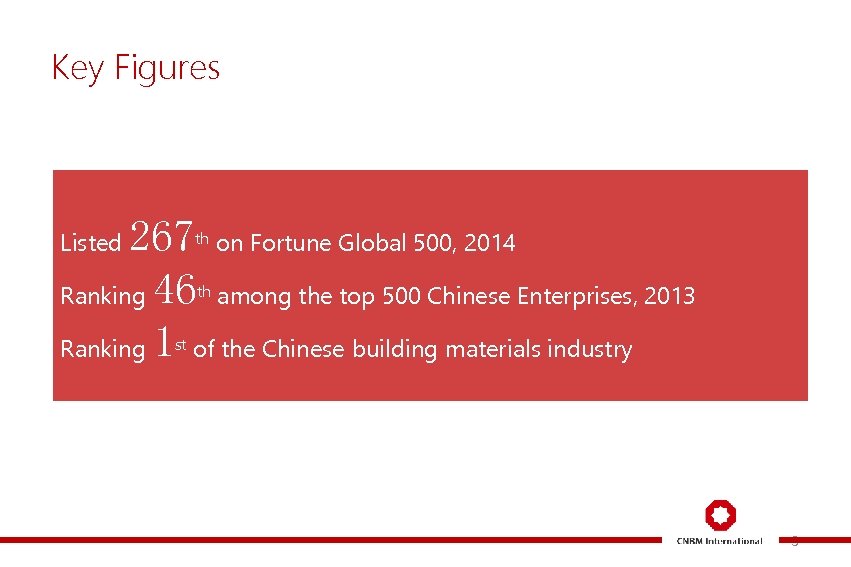 Key Figures 267 on Fortune Global 500, 2014 Ranking 46 among the top 500