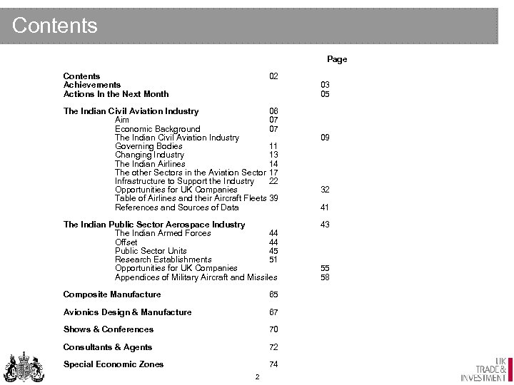 Contents Page Contents Achievements Actions In the Next Month 02 The Indian Civil Aviation