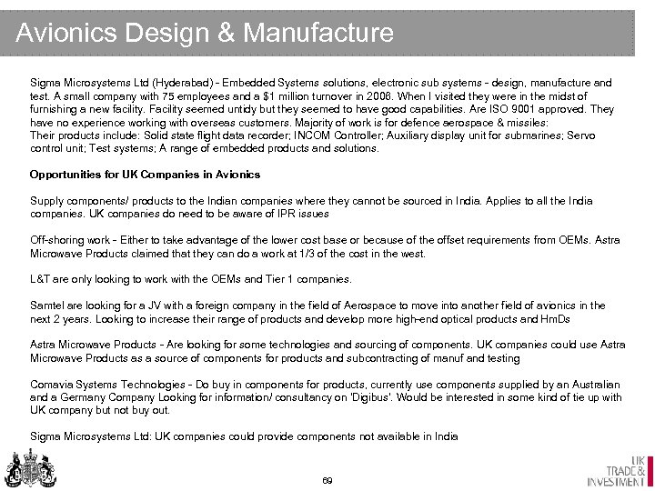 Avionics Design & Manufacture Sigma Microsystems Ltd (Hyderabad) - Embedded Systems solutions, electronic sub