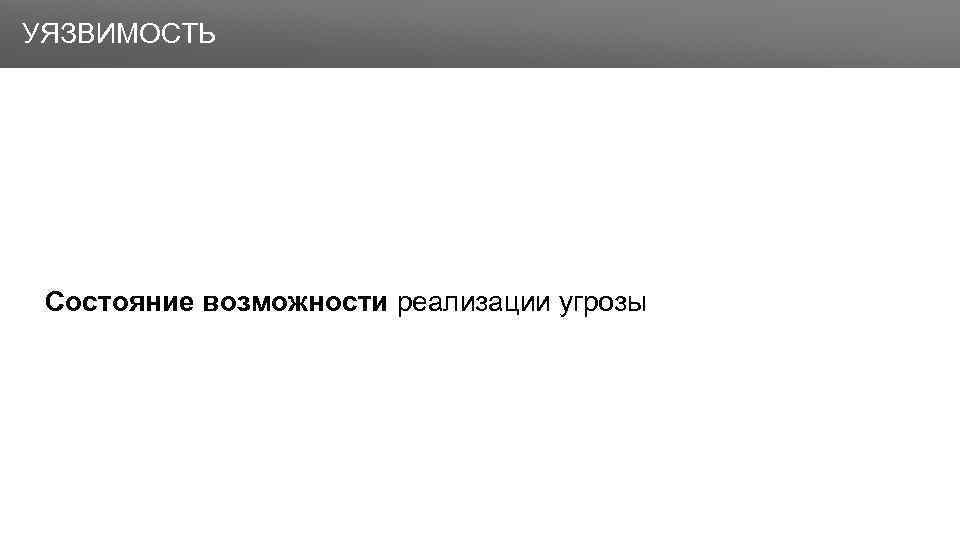 Заголовок УЯЗВИМОСТЬ Состояние возможности реализации угрозы 