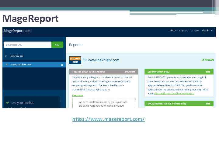 Mage. Report https: //www. magereport. com/ 