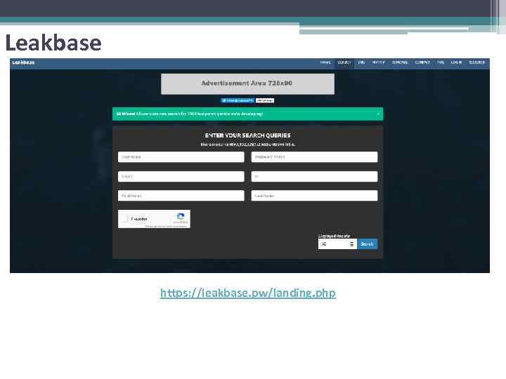 Leakbase https: //leakbase. pw/landing. php 