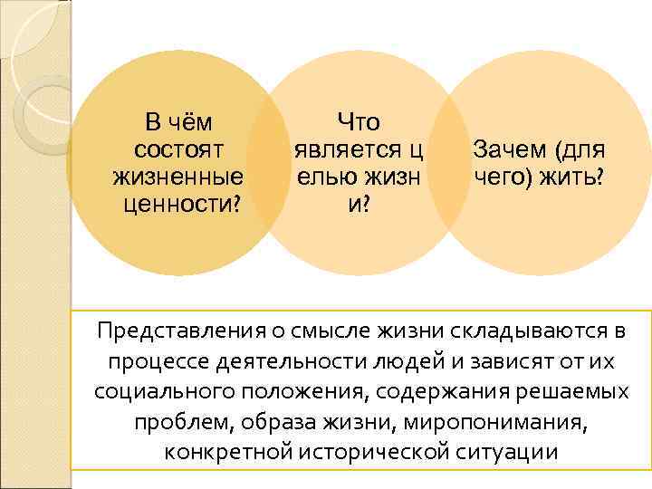 В чём состоят жизненные ценности? Что является ц елью жизн и? Зачем (для чего)