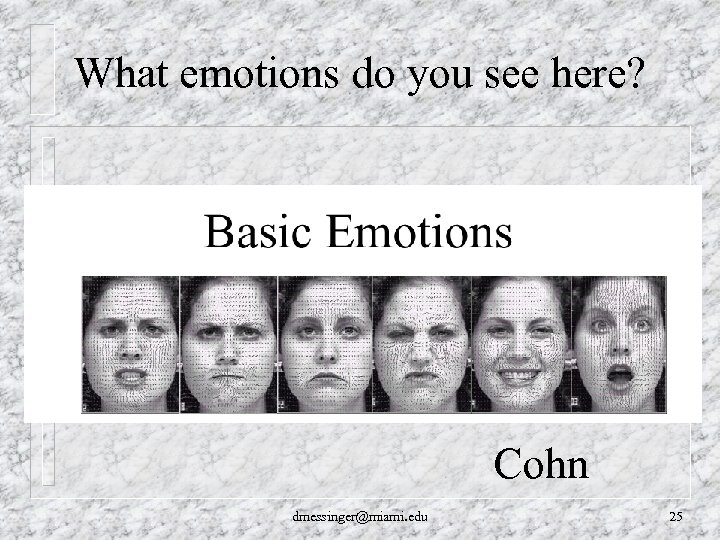 What emotions do you see here? Cohn dmessinger@miami. edu 25 