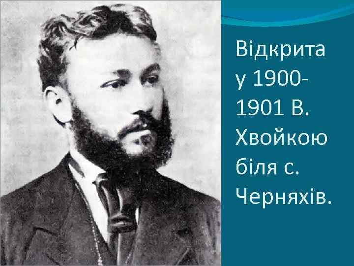 Відкрита у 19001901 В. Хвойкою біля с. Черняхів. 