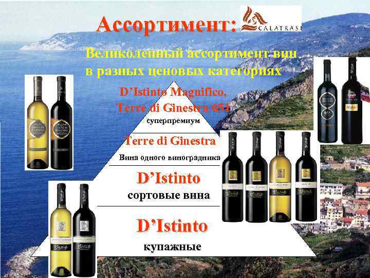 Ассортимент: Великолепный ассортимент вин в разных ценовых категориях D’Istinto Magnifico, Terre di Ginestra 651