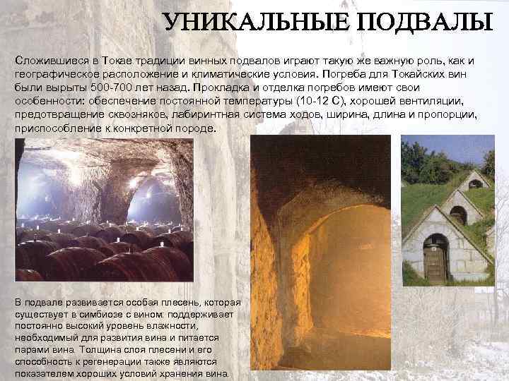 Сложившиеся в Токае традиции винных подвалов играют такую же важную роль, как и географическое
