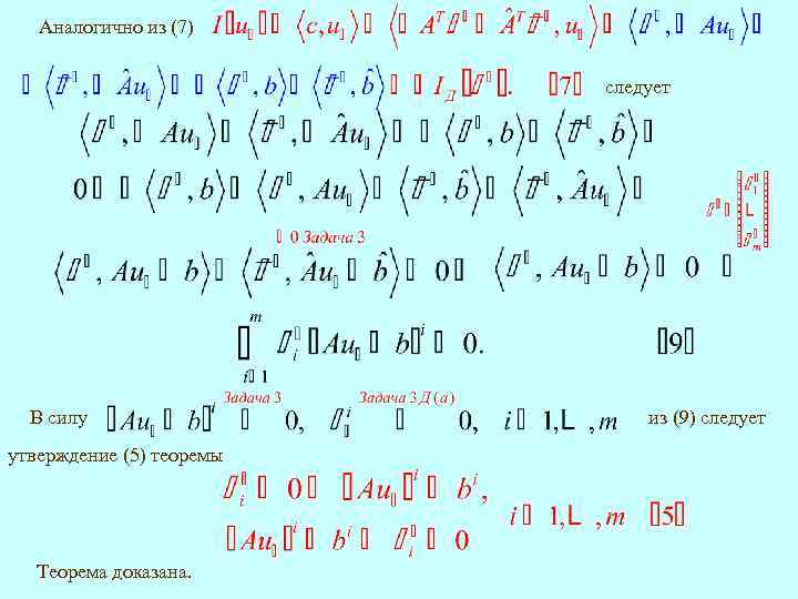 Аналогично из (7) следует В силу утверждение (5) теоремы Теорема доказана. из (9) следует