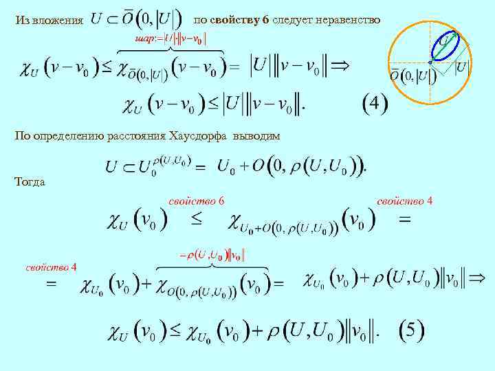 Из вложения по свойству 6 следует неравенство По определению расстояния Хаусдорфа выводим Тогда 