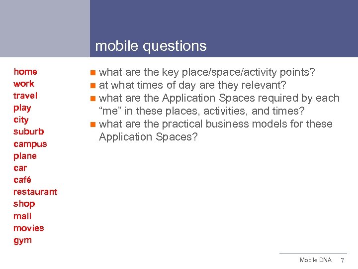mobile questions home work travel play city suburb campus plane car café restaurant shop