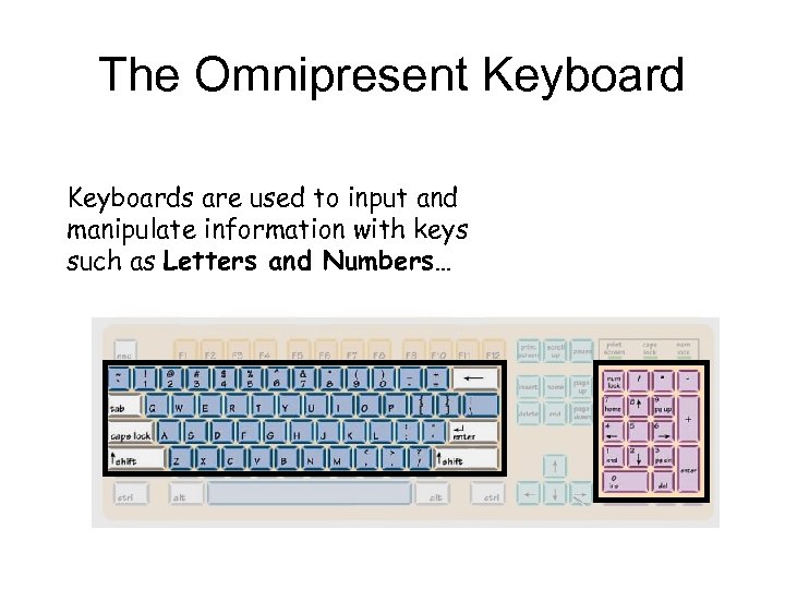 The Omnipresent Keyboards are used to input and manipulate information with keys such as