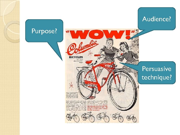 Audience? Purpose? Persuasive technique? 