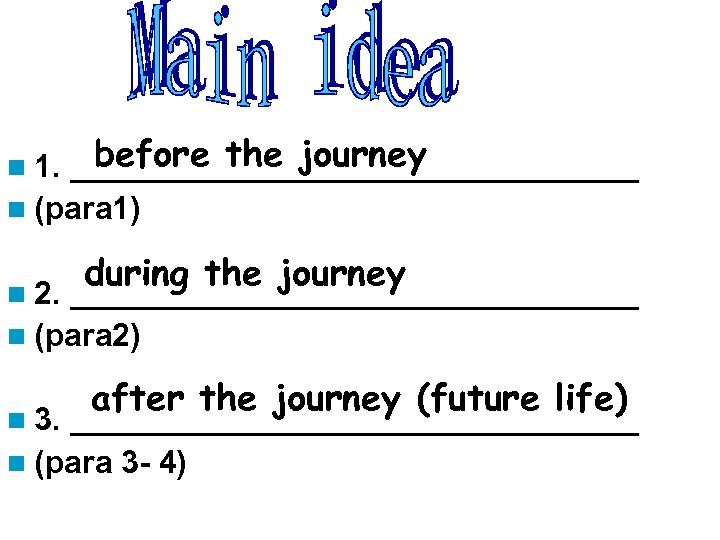 before the journey ________________ n (para 1) n 1. n 2. during the journey