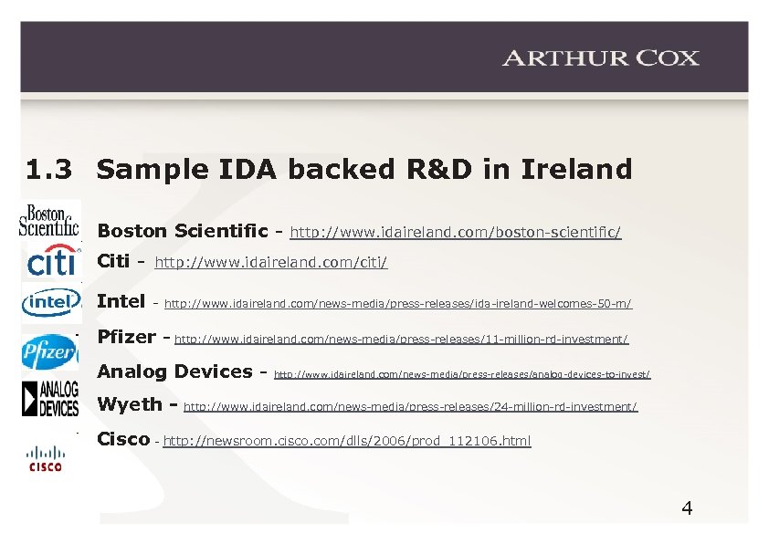 1. 3 Sample IDA backed R&D in Ireland Boston Scientific - http: //www. idaireland.
