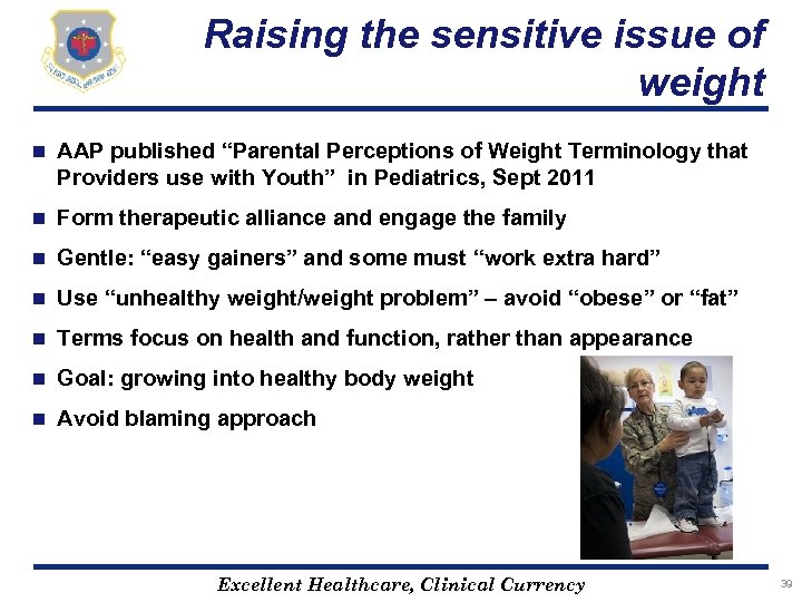 Raising the sensitive issue of weight n AAP published “Parental Perceptions of Weight Terminology